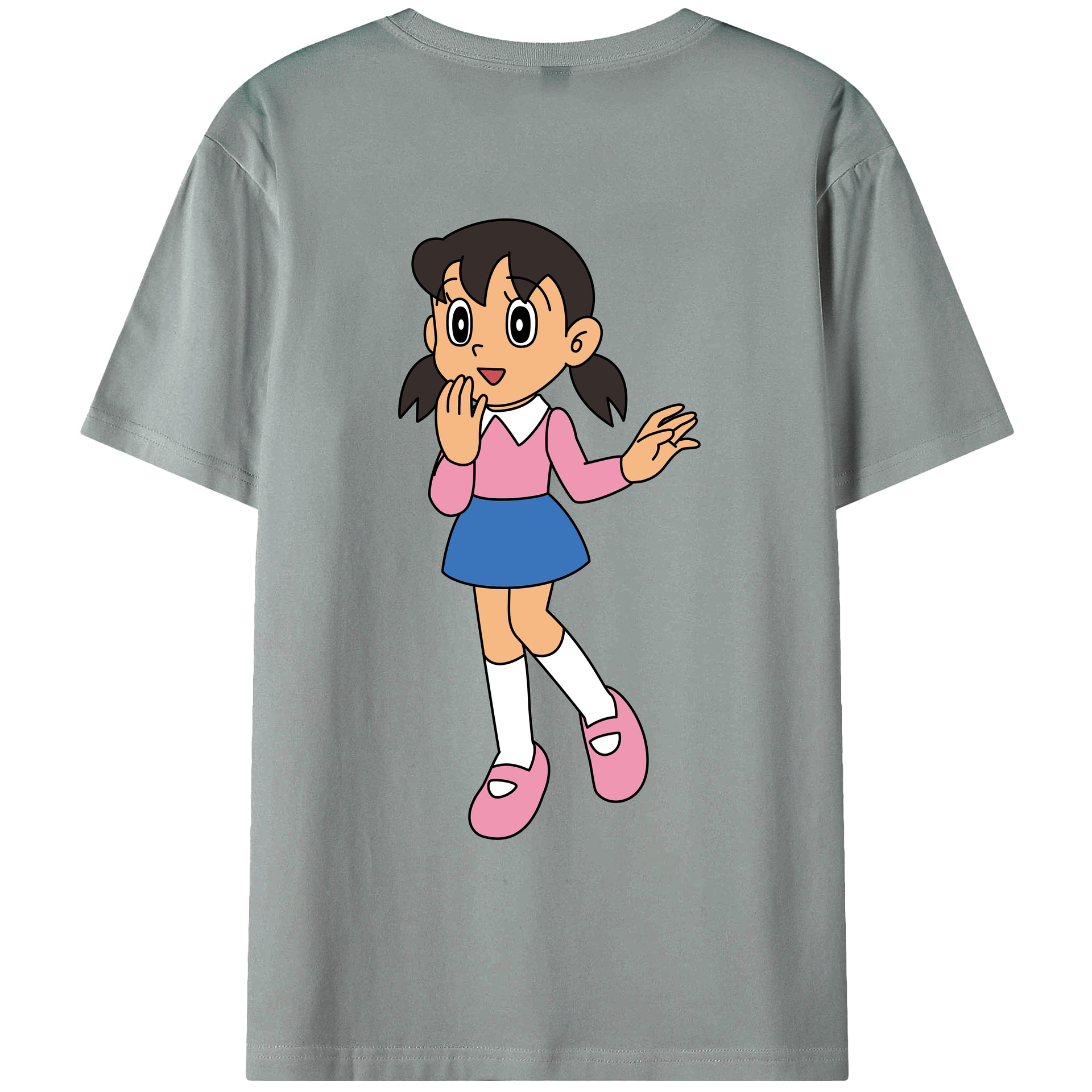 （画像用） ドラえもん みなもと しずか Doraemon Shizuka Minamoto 綿100％ メンズ半袖Tシャツ（バックプリント） 通気性